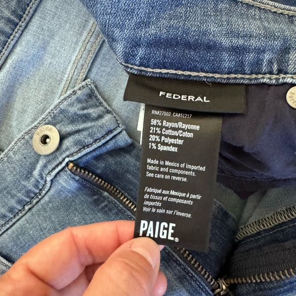 Paige Premium Transcend Slim Straight Federal 5 Pocket Stretch Denim Jeans - Picture 3 of 4